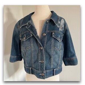 Style & Co. Embellished Cropped Jean Jacket • M